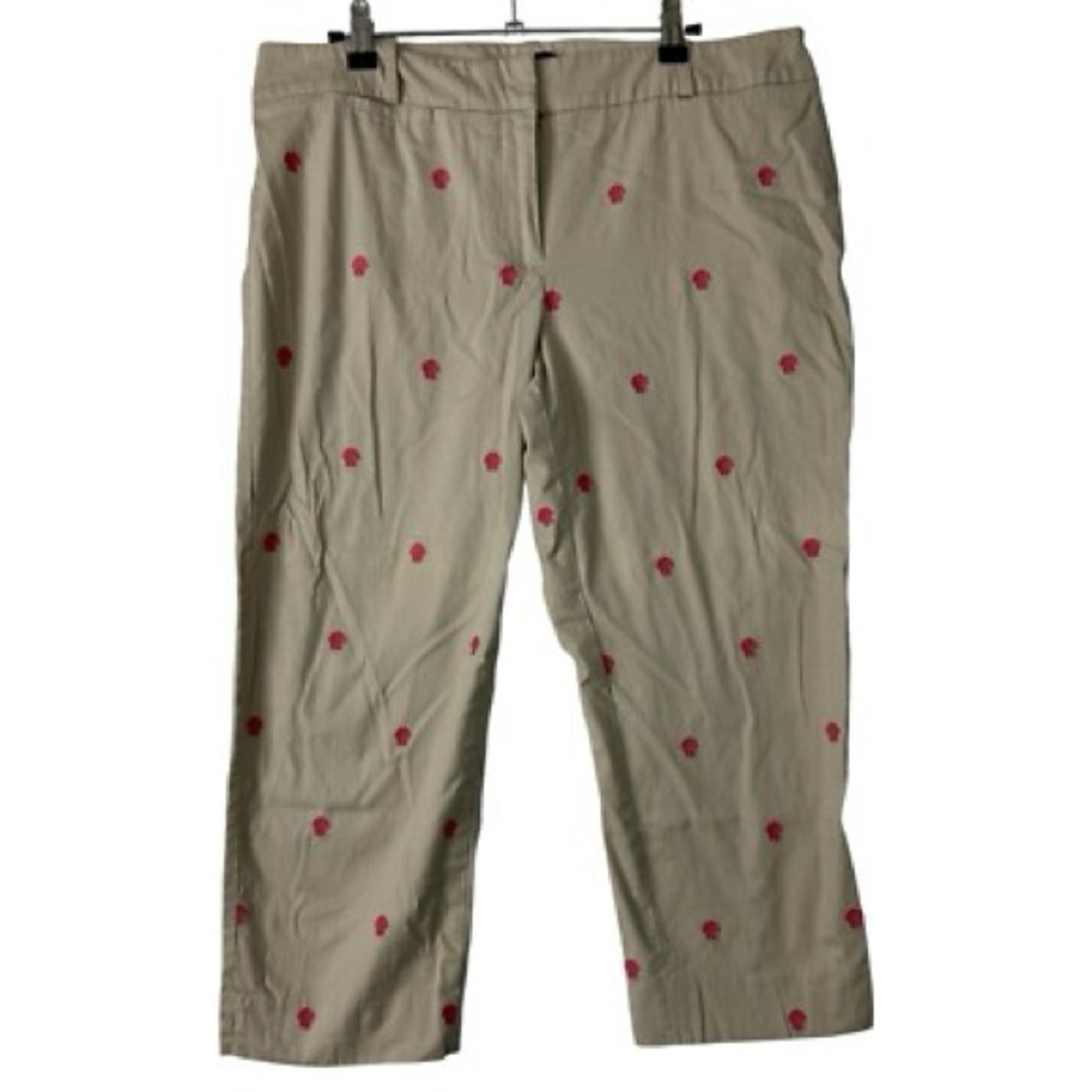 Talbots Petite Perfect Cropped Pants With Hot Pink Seashells